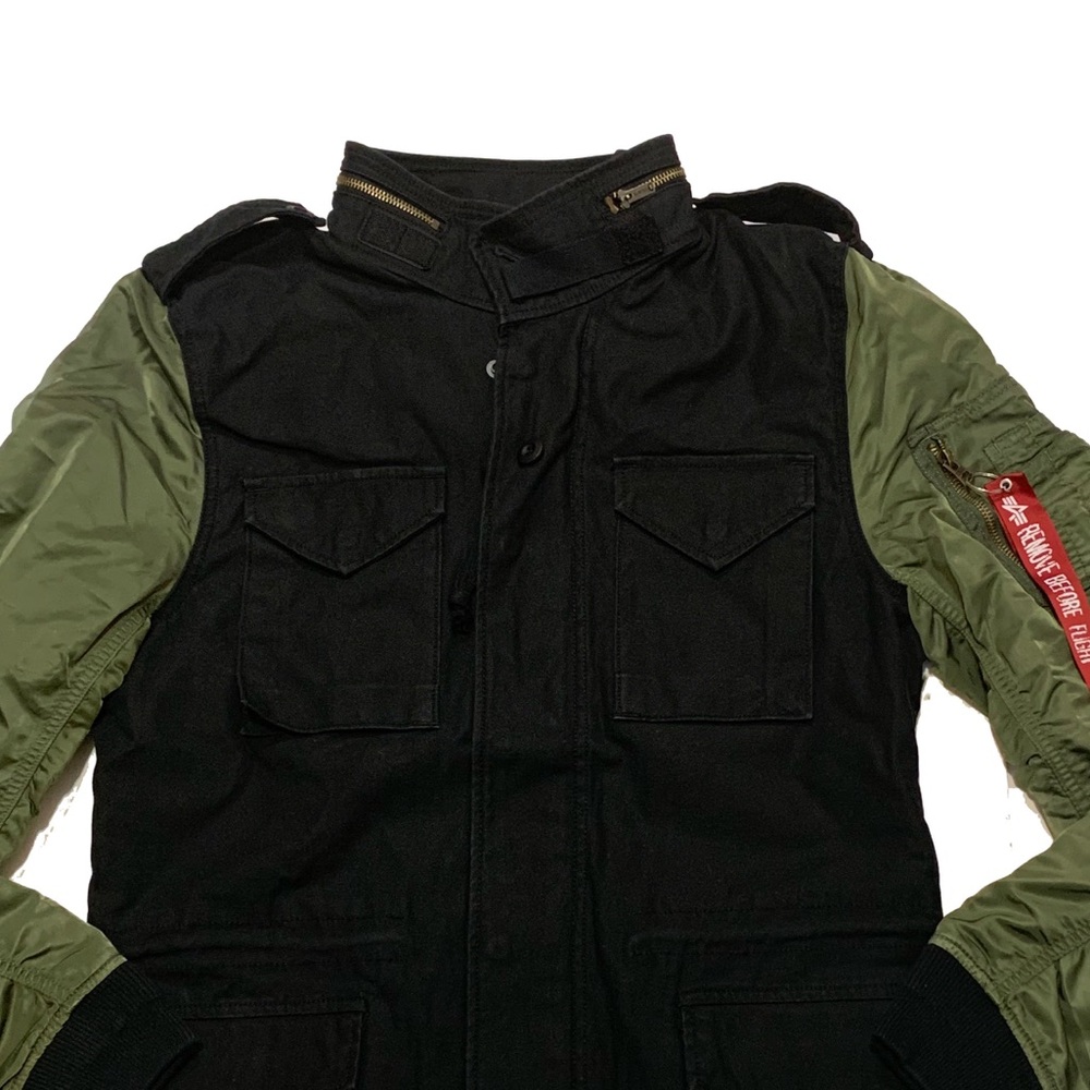 S / Alpha Industries Black and Olive fusion field coat - Picture 2 of 6